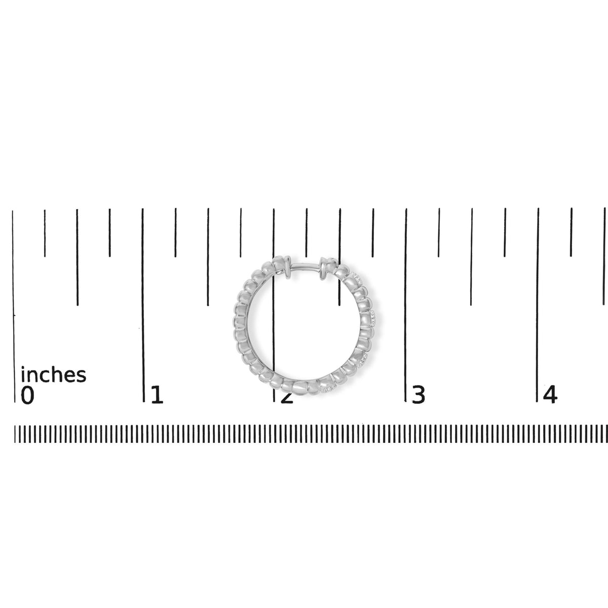 Sterling Silver Round Diamond Accent Ribbed Hoop Earrings