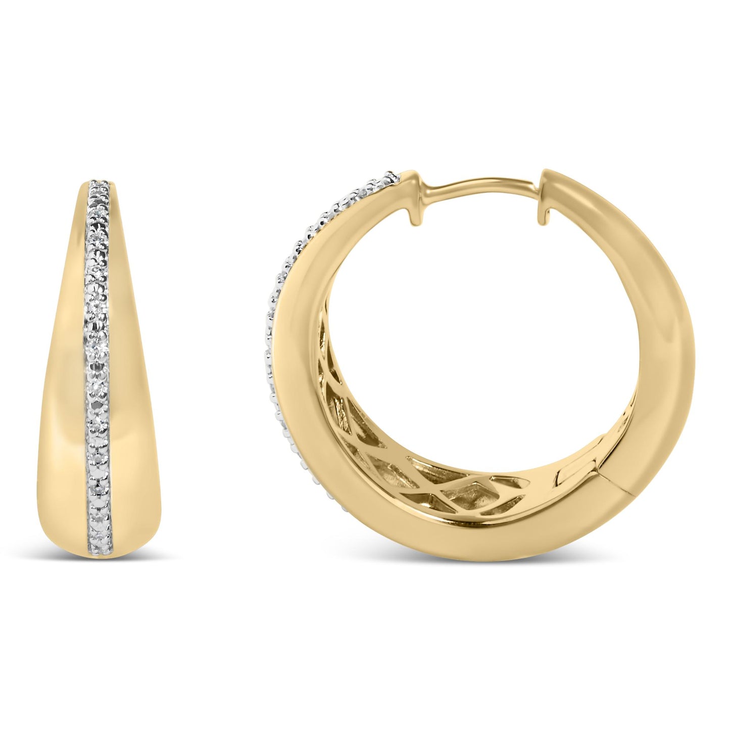 Gold Vermeil Diamond Accent Bold Hoop Earring
