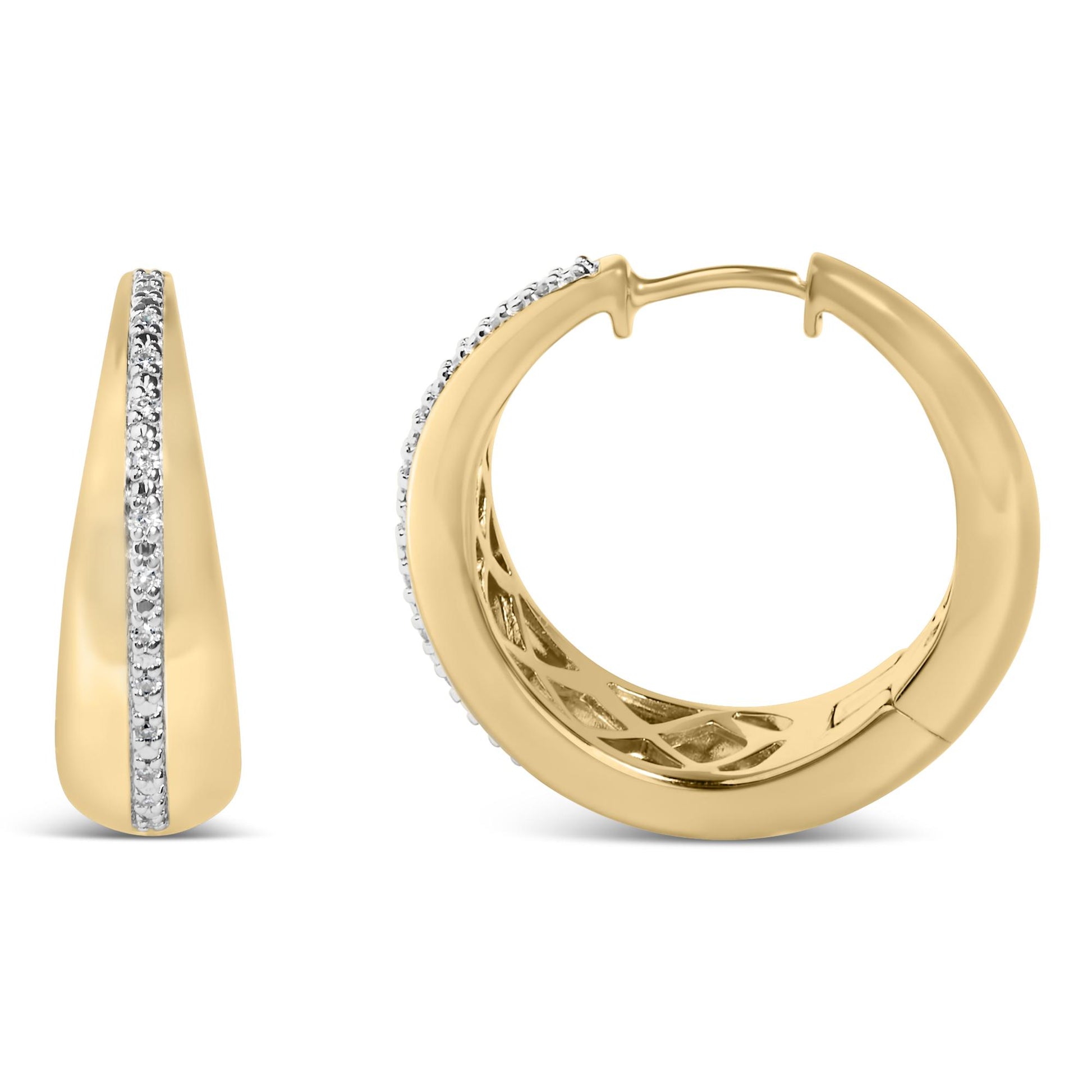 Gold Vermeil Diamond Accent Bold Hoop Earring
