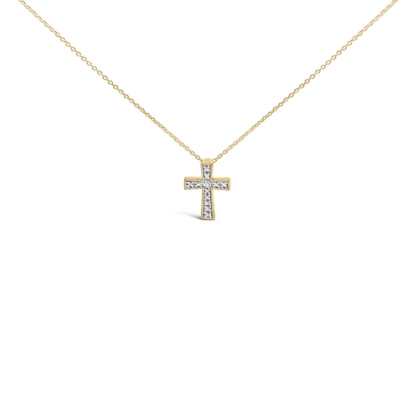 24 KT Gold Vermeil Diamond Accent Cross Pendant Necklace