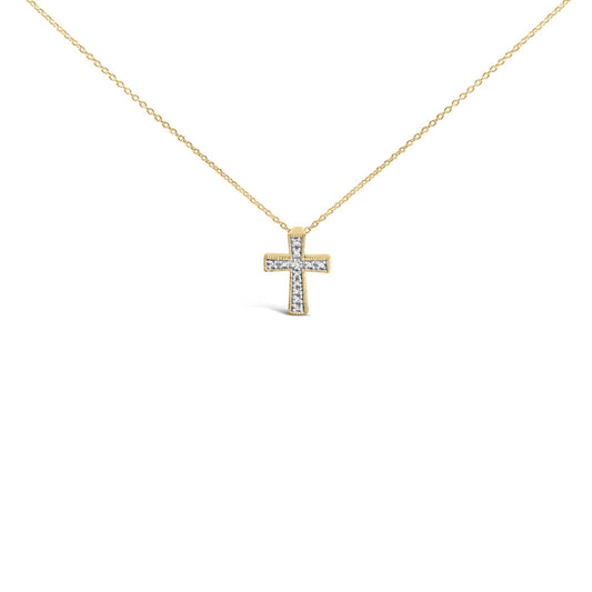 Gold Vermeil Diamond Accent Cross Pendant Necklace