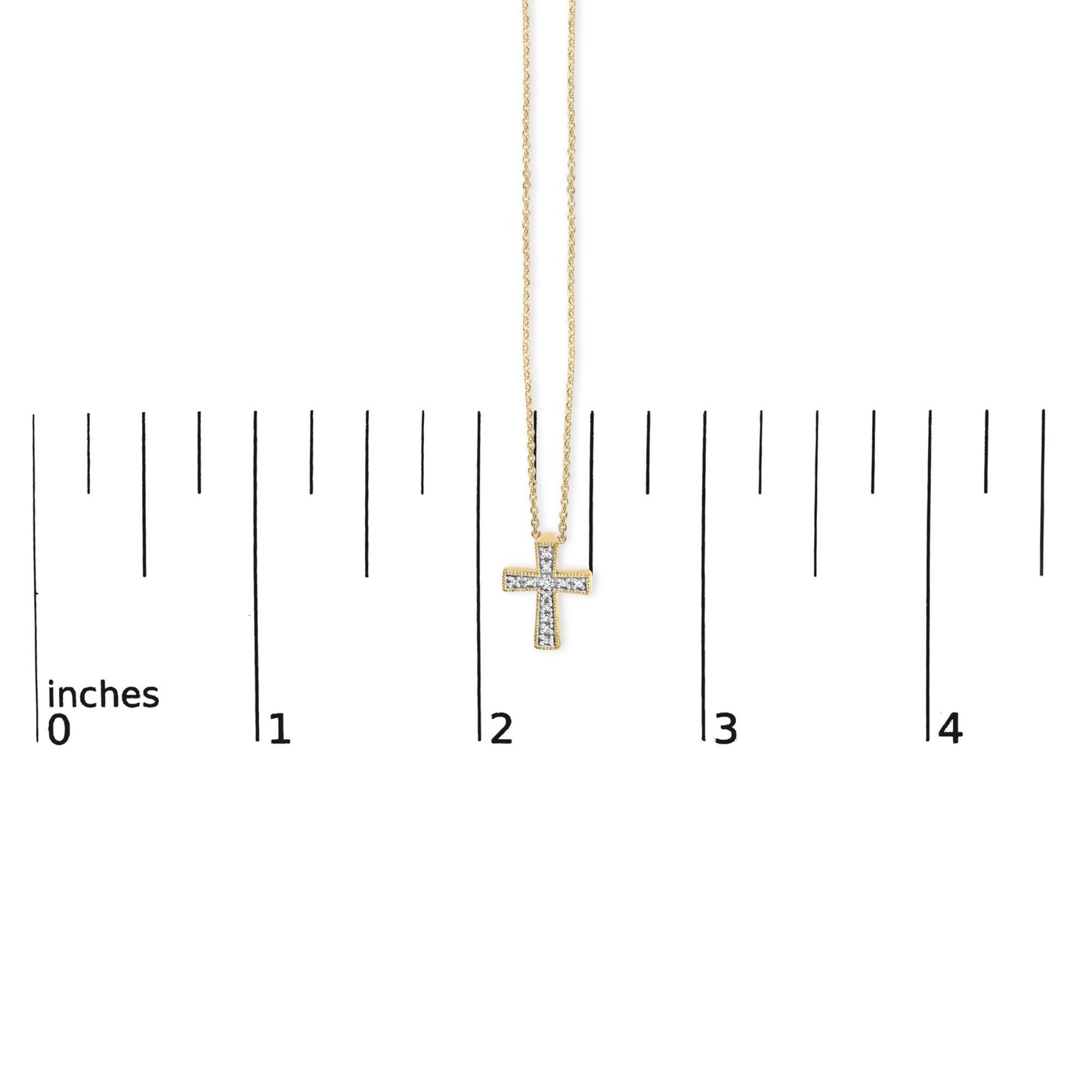 24 KT Gold Vermeil Diamond Accent Cross Pendant Necklace