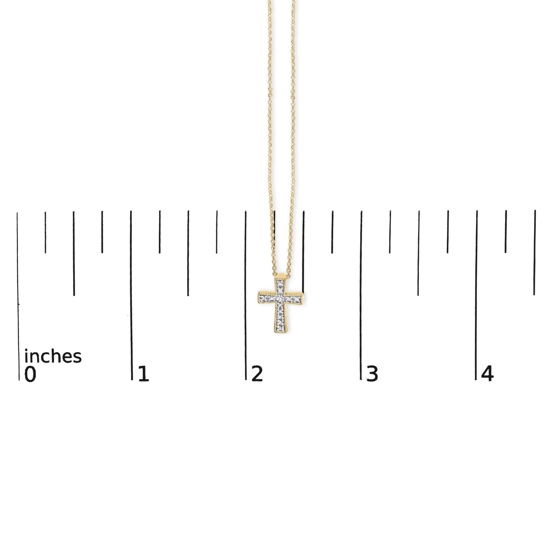 24 KT Gold Vermeil Diamond Accent Cross Pendant Necklace