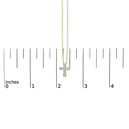 24 KT Gold Vermeil Diamond Accent Cross Pendant Necklace