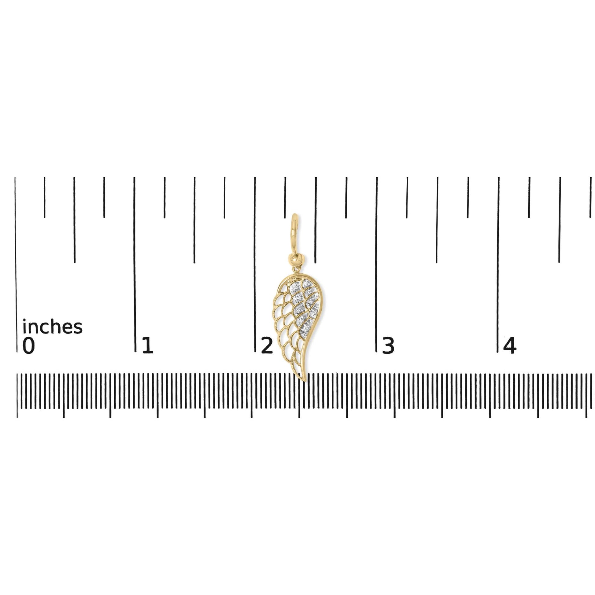 Gold Vermeil Diamond Accent Angel Wing Drop Earring