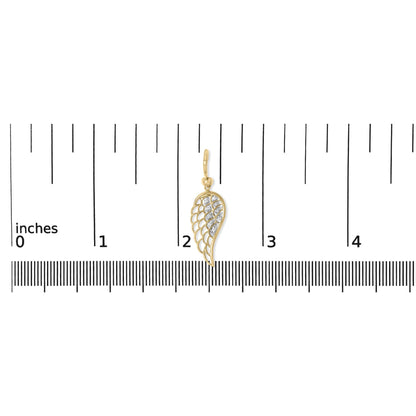 Gold Vermeil Diamond Accent Angel Wing Drop Earring