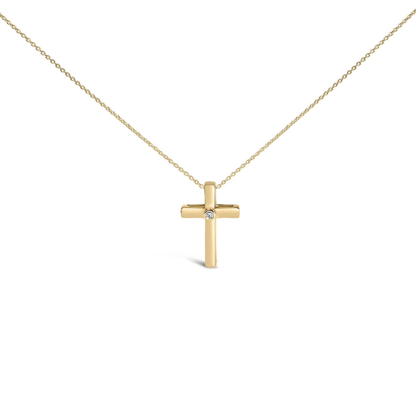 24 KT Gold Vermeil Diamond Accent Cross Pendant Necklace