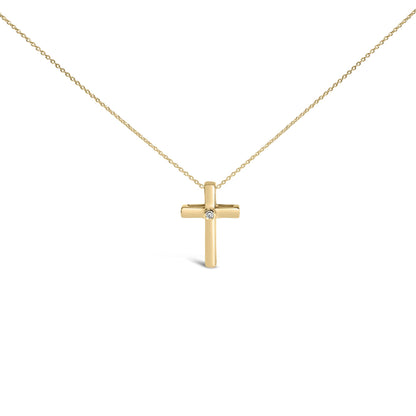 24 KT Gold Vermeil Diamond Accent Cross Pendant Necklace