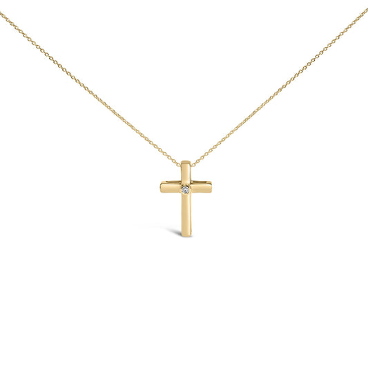 Gold Vermeil Diamond Accent Cross Pendant Necklace