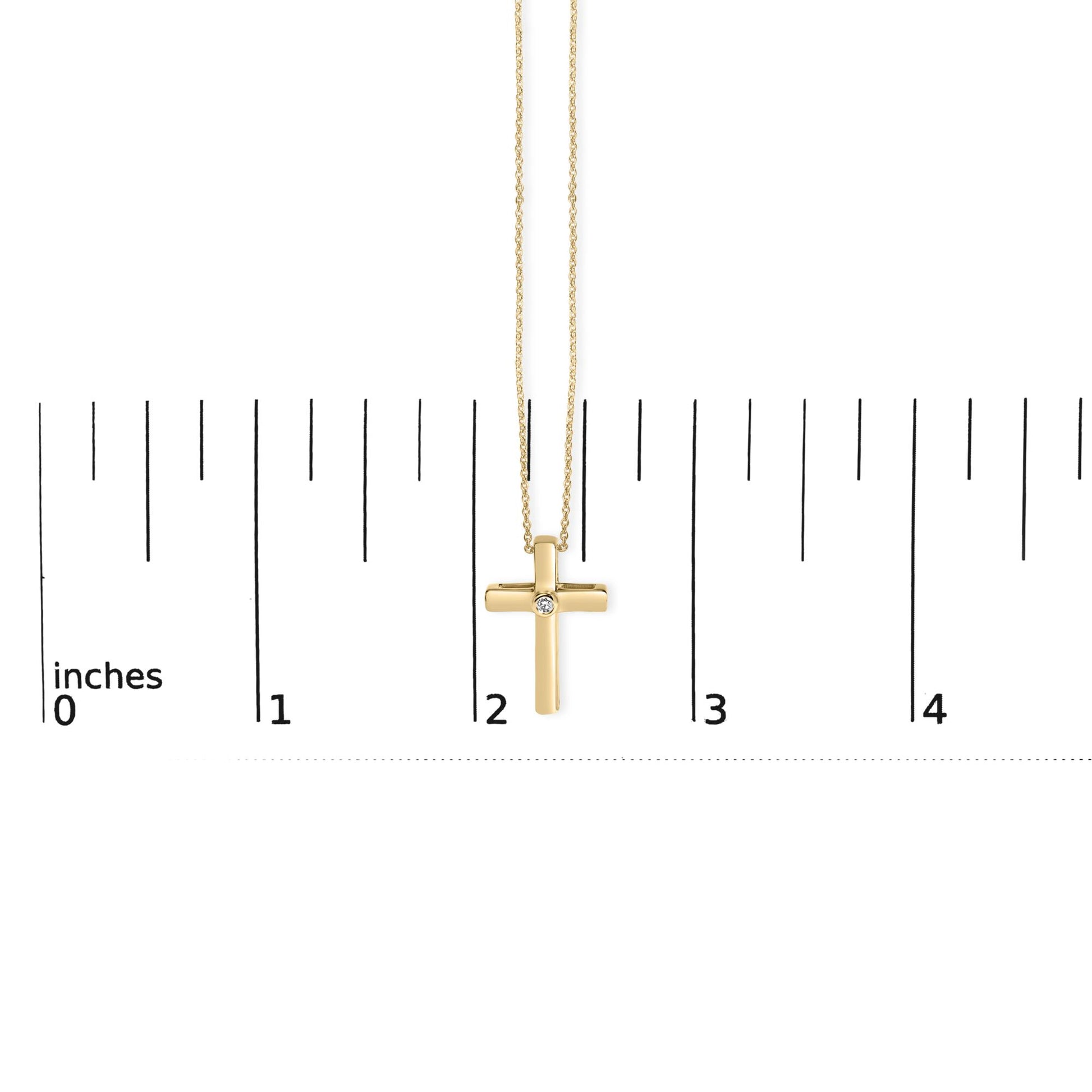 24 KT Gold Vermeil Diamond Accent Cross Pendant Necklace