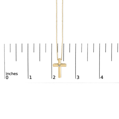 24 KT Gold Vermeil Diamond Accent Cross Pendant Necklace