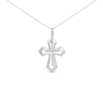 Sterling Silver Diamond Accent Openwork Cross Pendant Necklace