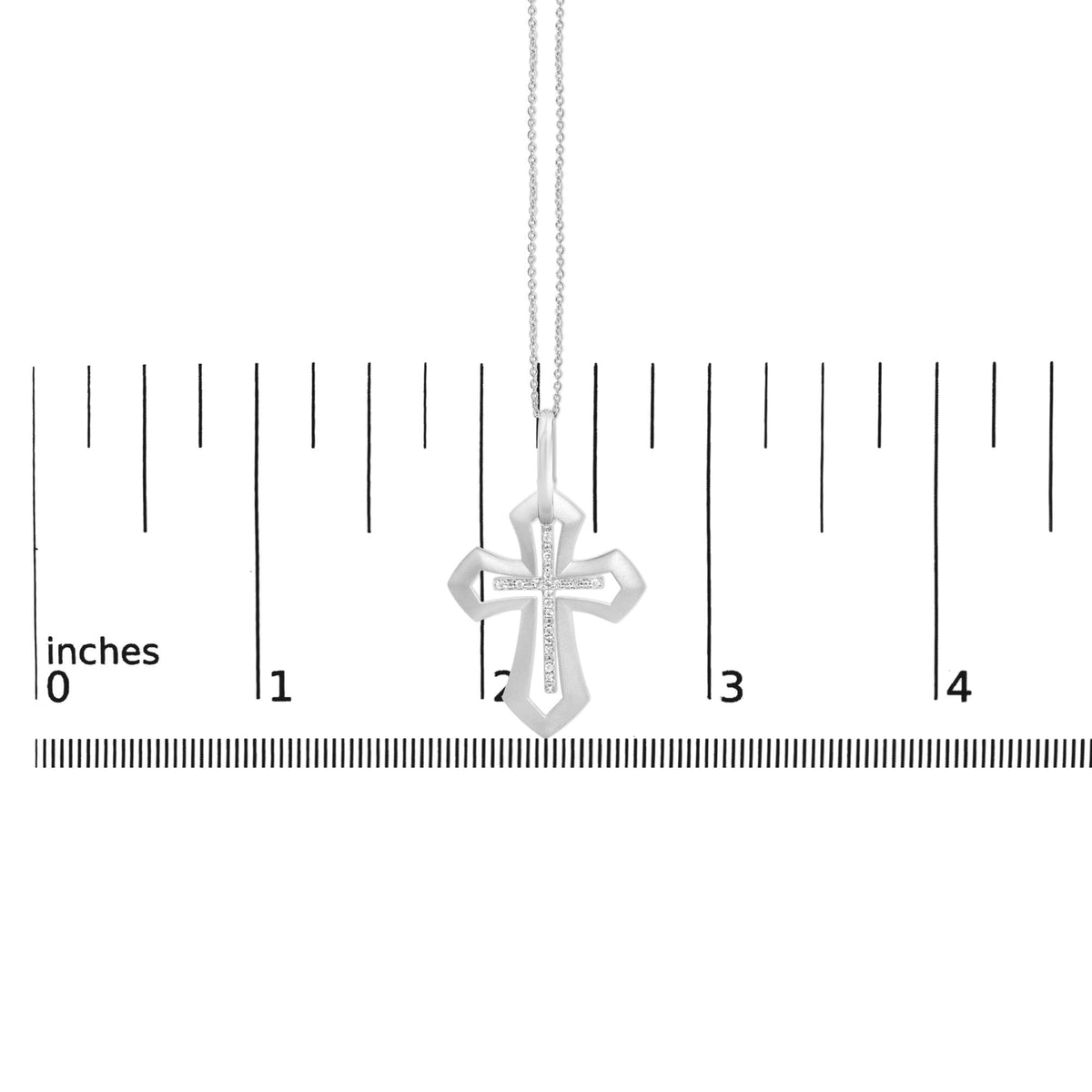 Sterling Silver Diamond Accent Openwork Cross Pendant Necklace
