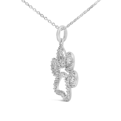Sterling Silver Diamond Accent Openwork Dog Paw Pendant Necklace