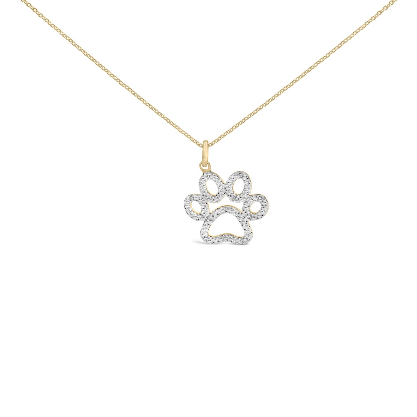 24 KT Gold Vermeil Diamond Accent Pet Paw Pendant Necklace