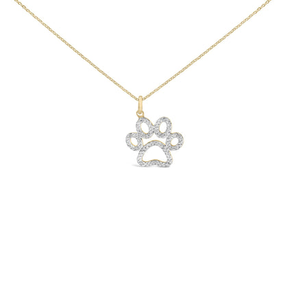 24 KT Gold Vermeil Diamond Accent Pet Paw Pendant Necklace