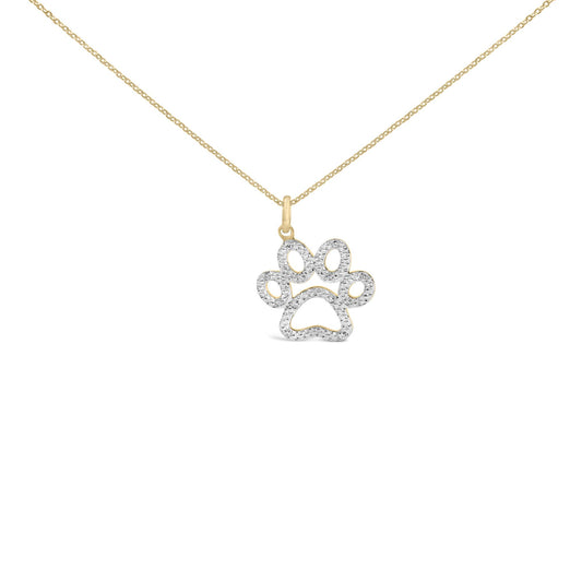 Gold Vermeil Diamond Accent Pet Paw Pendant Necklace