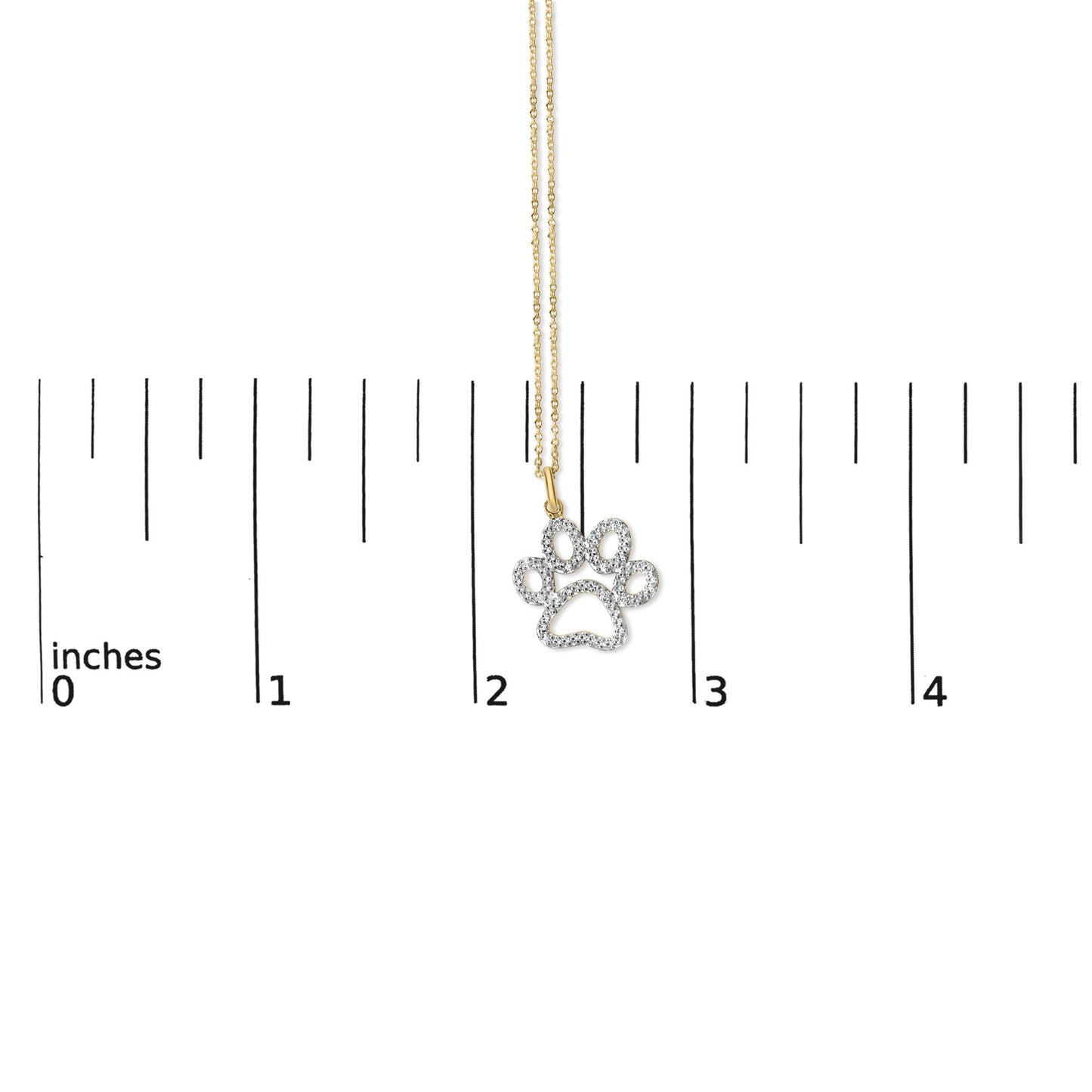 24 KT Gold Vermeil Diamond Accent Pet Paw Pendant Necklace