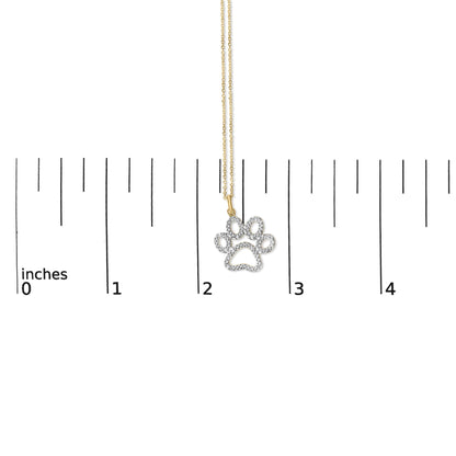24 KT Gold Vermeil Diamond Accent Pet Paw Pendant Necklace