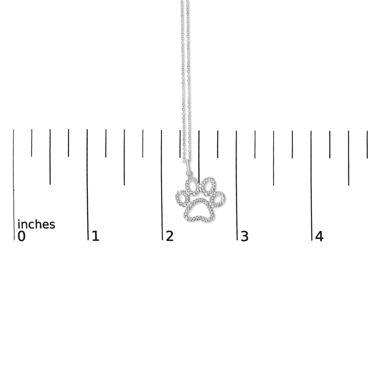 Sterling Silver Diamond Accent Openwork Dog Paw Pendant Necklace
