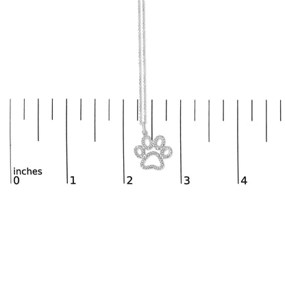 Sterling Silver Diamond Accent Openwork Dog Paw Pendant Necklace