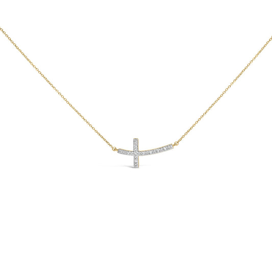 Gold Vermeil Diamond Accent Cross Bar Necklace