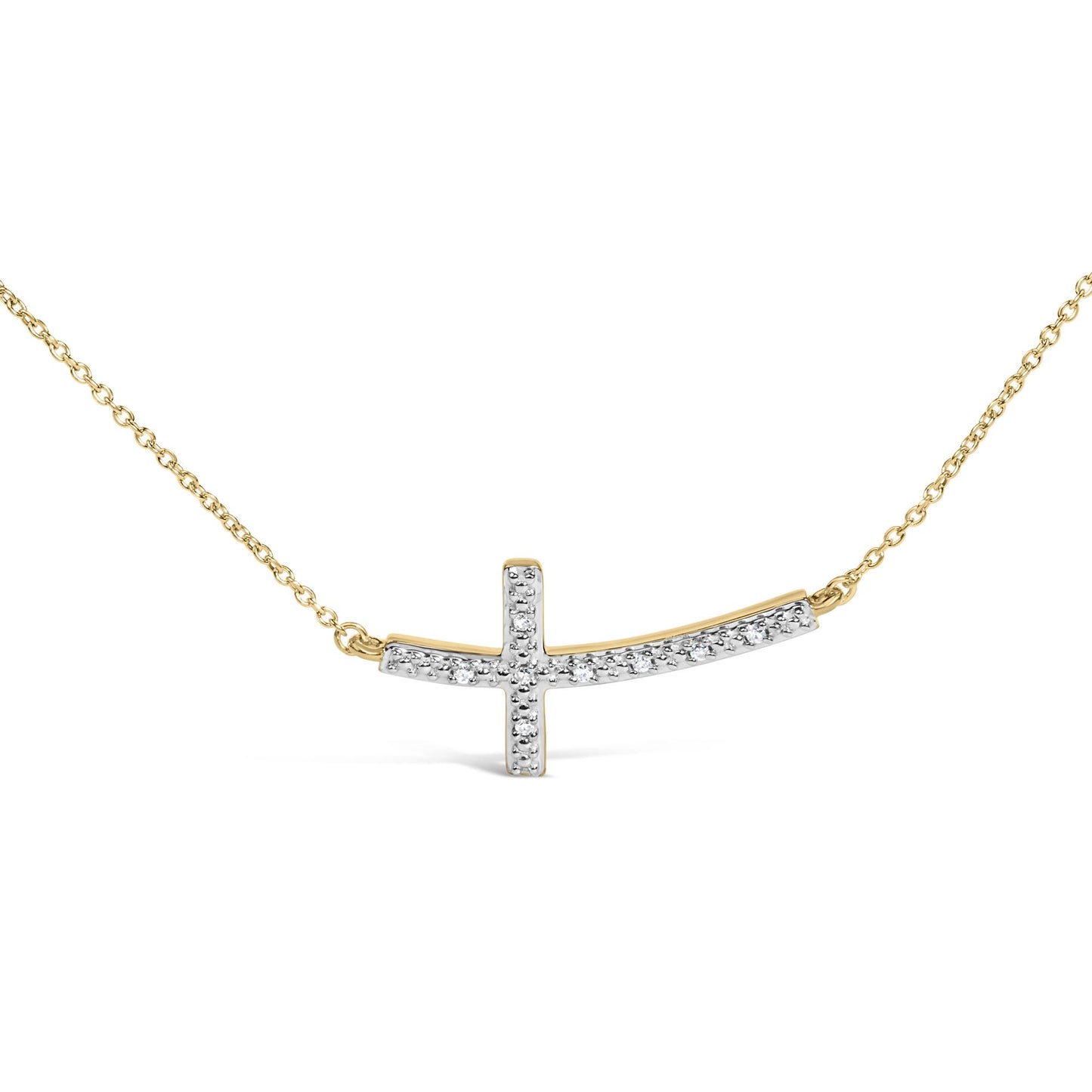 24 KT Gold Vermeil Diamond Accent Cross Bar Necklace