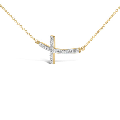 24 KT Gold Vermeil Diamond Accent Cross Bar Necklace