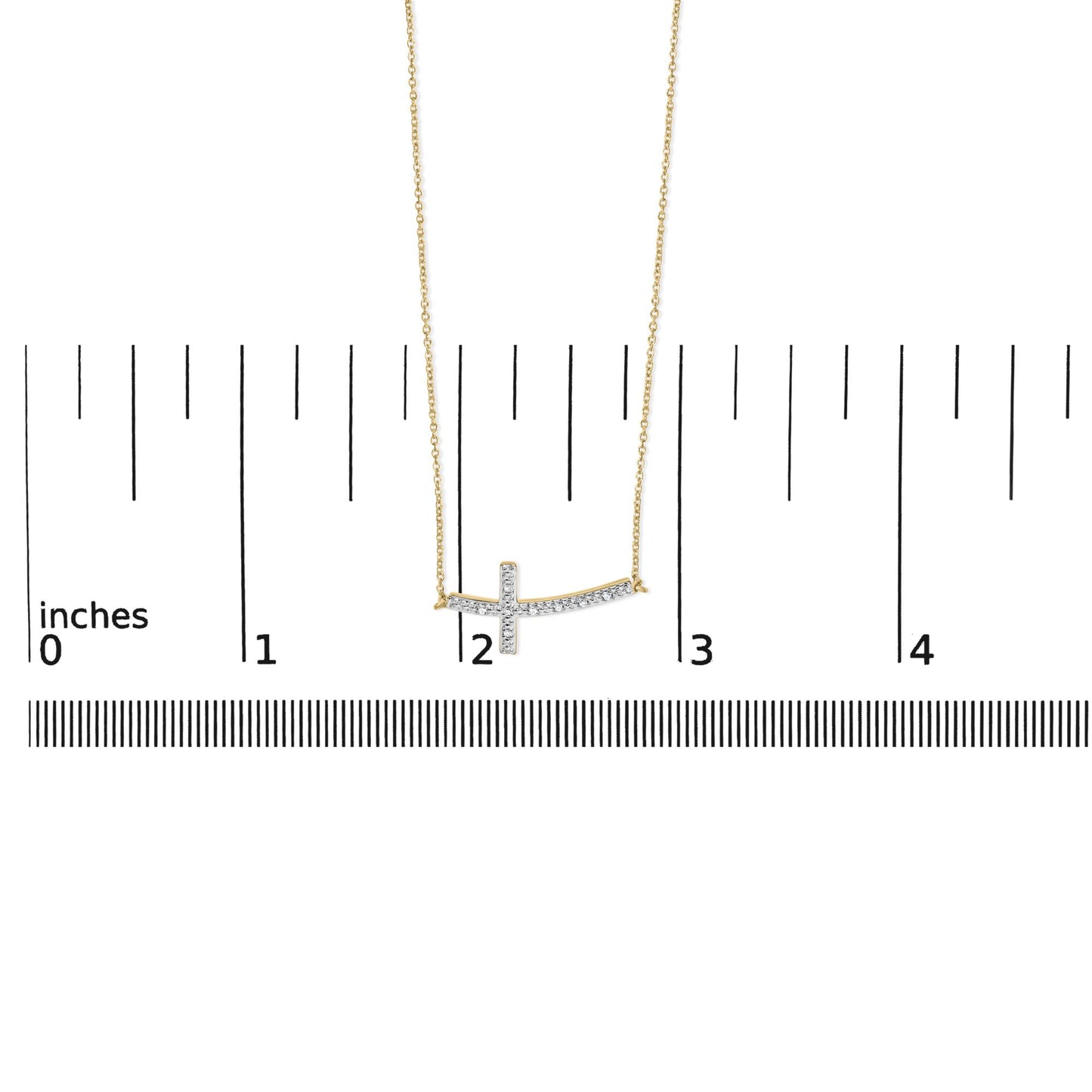 24 KT Gold Vermeil Diamond Accent Cross Bar Necklace