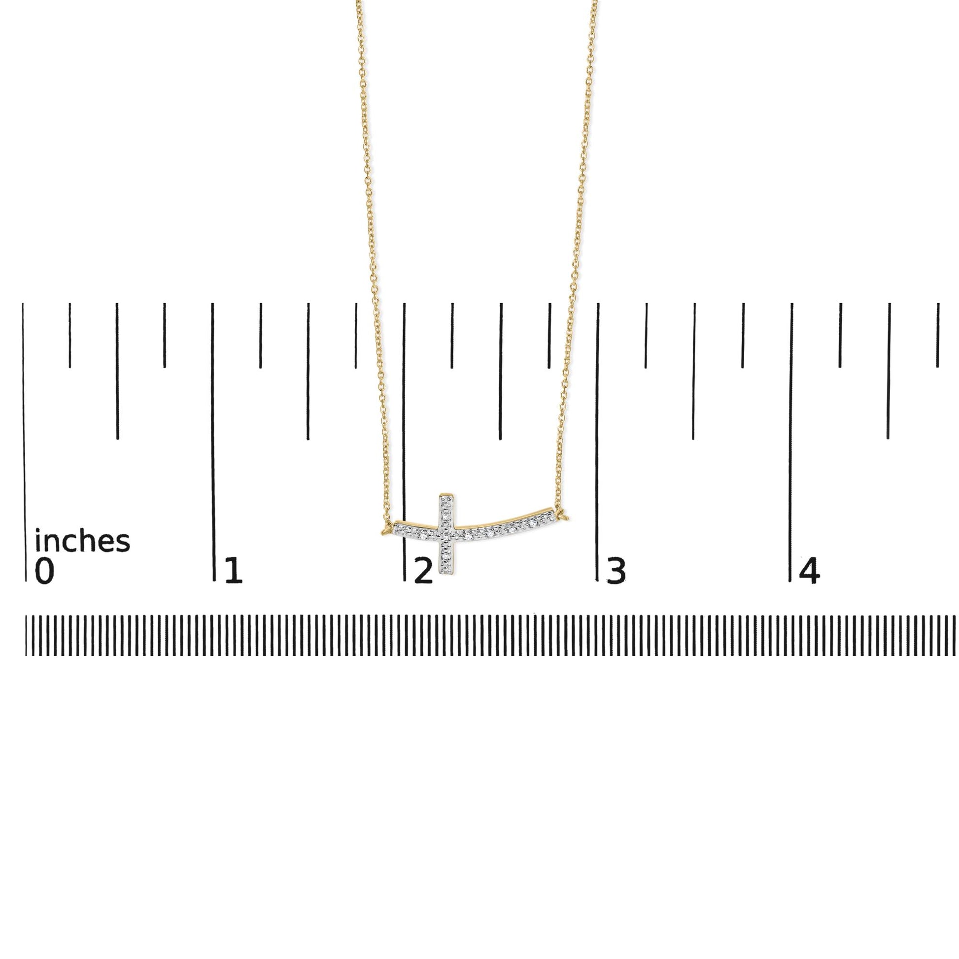 24 KT Gold Vermeil Diamond Accent Cross Bar Necklace