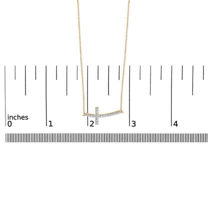 24 KT Gold Vermeil Diamond Accent Cross Bar Necklace