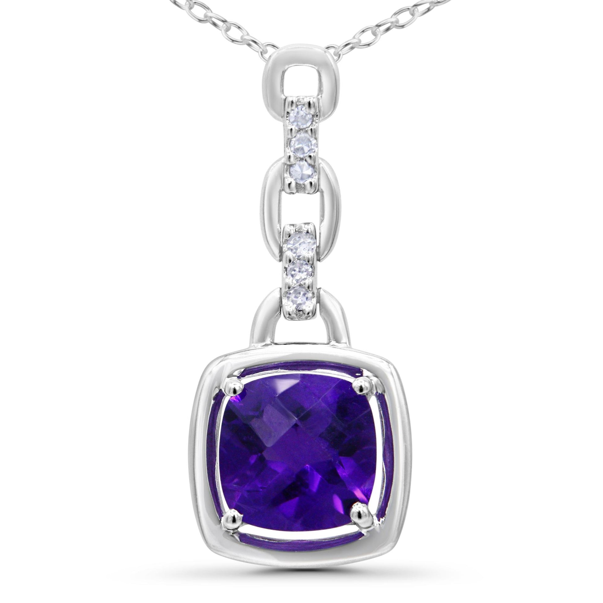 White metal necklace chain with a spring ring clasp, shown in a close-up front angle.