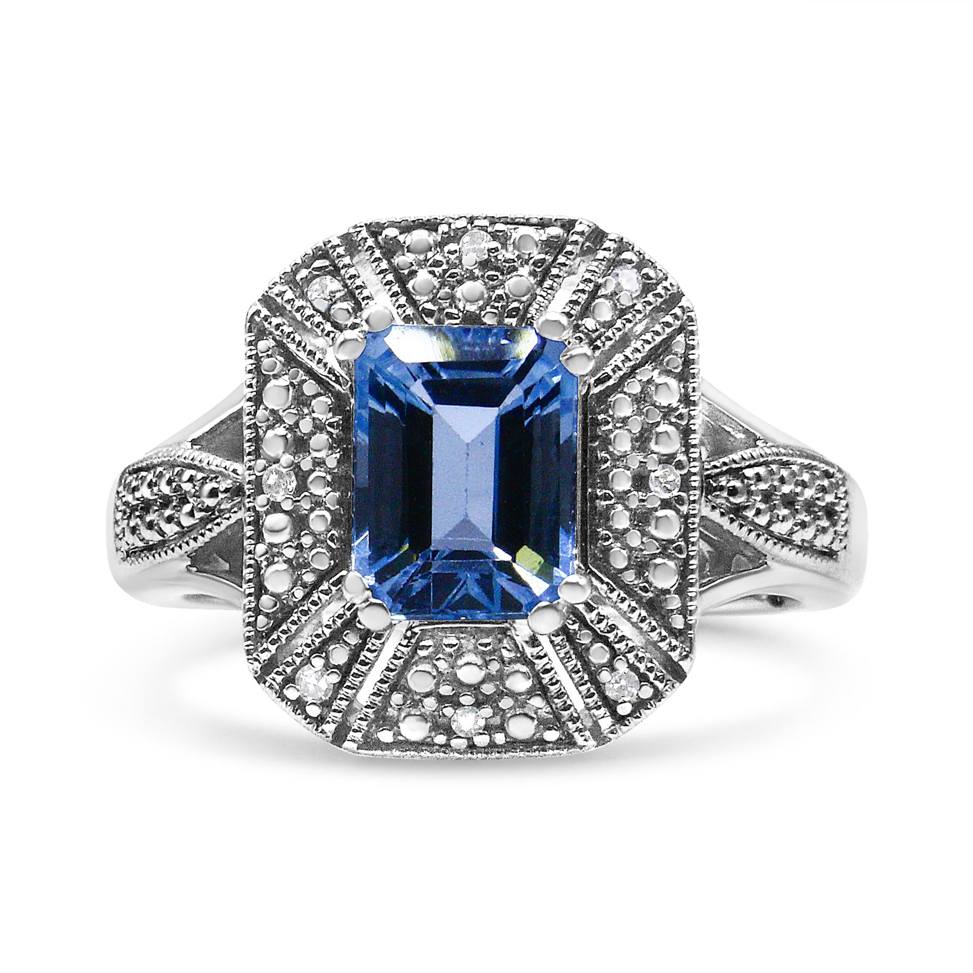 Haus of Brilliance's Blue Topaz & Diamond Accent Ring