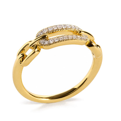 Yellow Gold Vermeil 1/10 Cttw Diamond Paperclip Ring Band