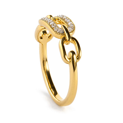 Yellow Gold Vermeil 1/10 Cttw Diamond Paperclip Ring Band