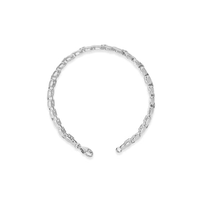 Sterling Silver 1/6 Cttw Round Pavé Diamond Panther Link Bracelet With Lobster Claw Clasp