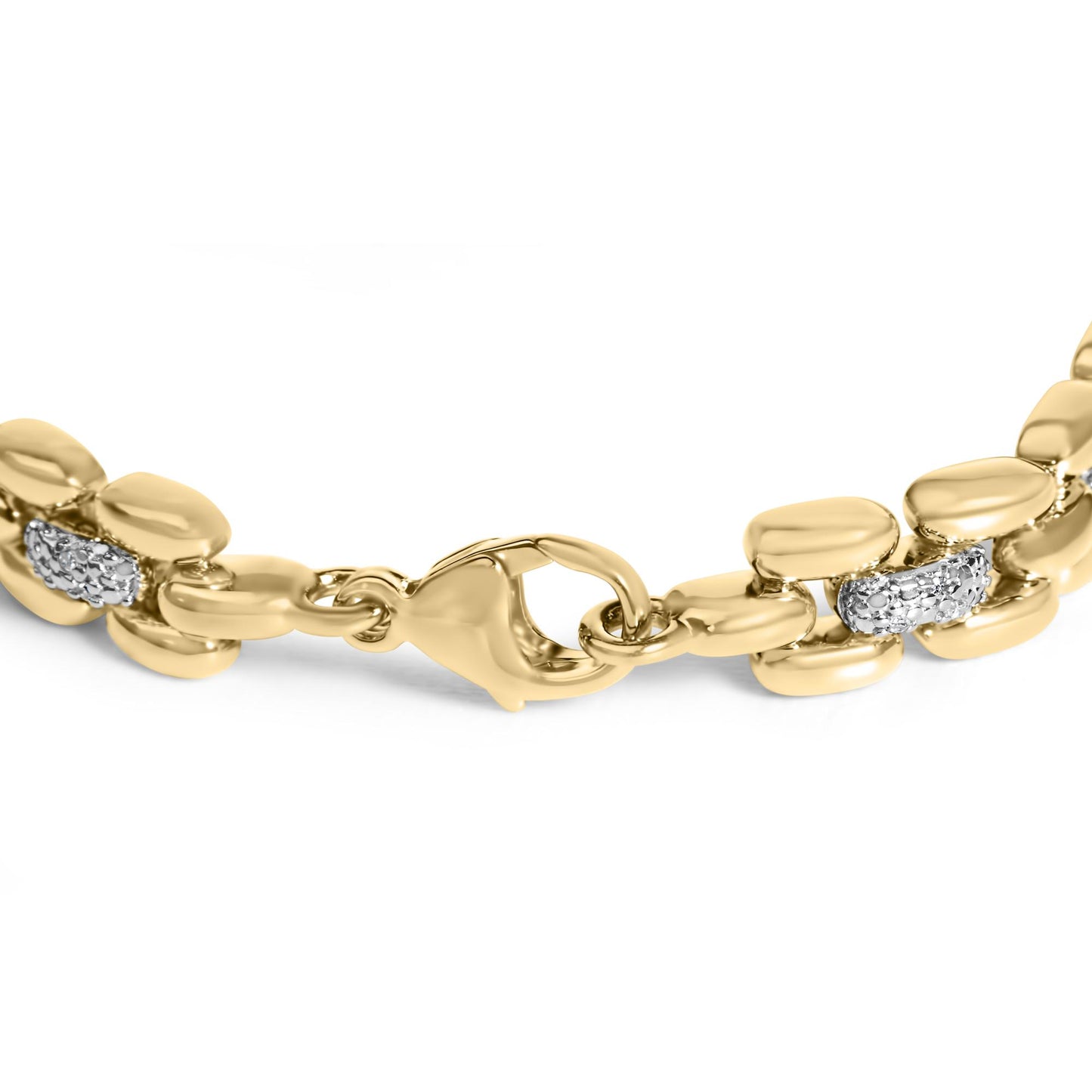 Gold Vermeil Plated Sterling Silver 1/7 Cttw Diamond Panther Link Bracelet