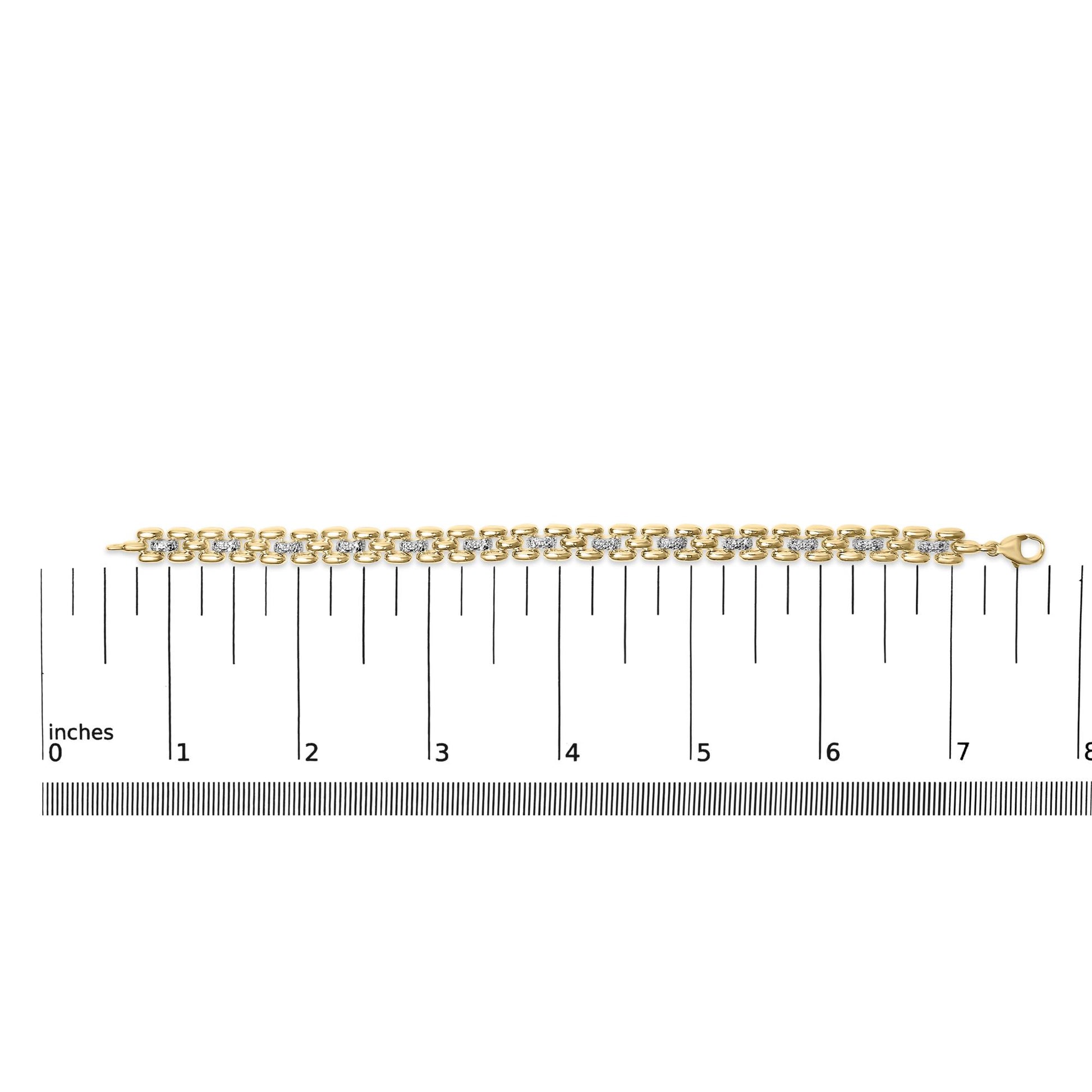 Gold Vermeil Plated Sterling Silver 1/7 Cttw Diamond Panther Link Bracelet