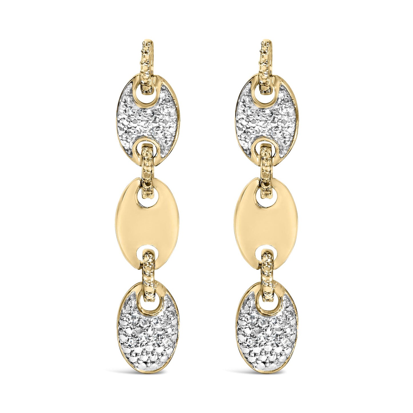 Gold Vermeil 1/10 Cttw Diamond Bold Disc Link Earring