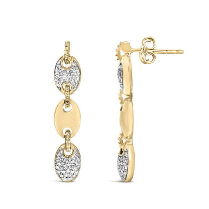 Gold Vermeil 1/10 Cttw Diamond Bold Disc Link Earring