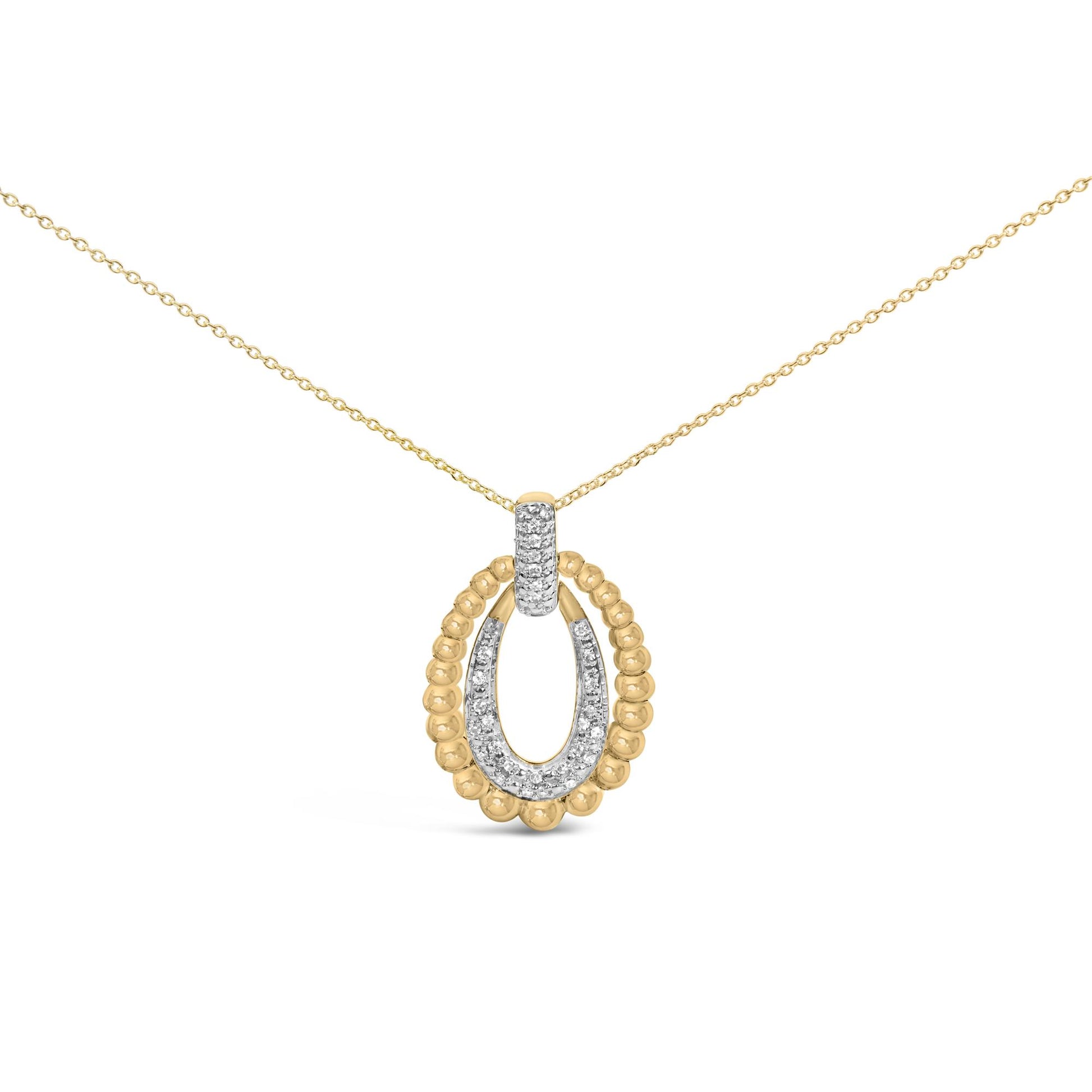 Gold Vermeil 1/10 Cttw Diamond Bold Bead Pendant Necklace