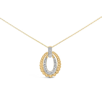 Gold Vermeil 1/10 Cttw Diamond Bold Bead Pendant Necklace