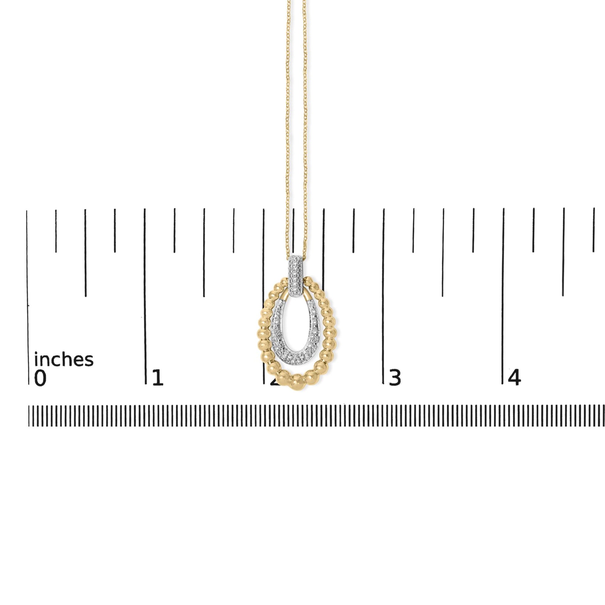 Gold Vermeil 1/10 Cttw Diamond Bold Bead Pendant Necklace
