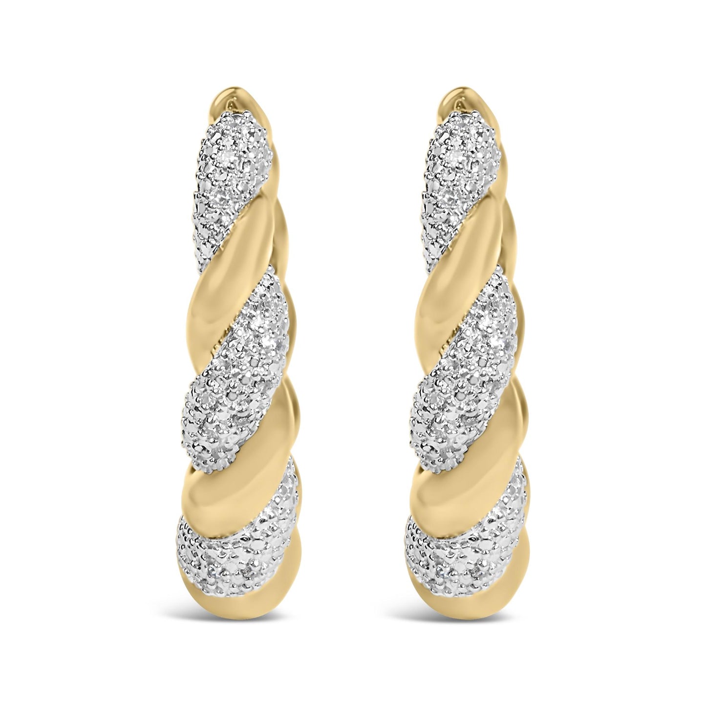 Gold Vermeil 1/10 Cttw Diamond Bold Rope Hoop Earring
