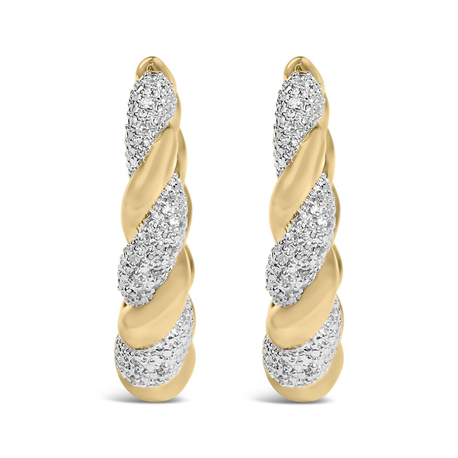 Gold Vermeil 1/10 Cttw Diamond Bold Rope Hoop Earring