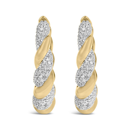 Gold Vermeil 1/10 Cttw Diamond Bold Rope Hoop Earring
