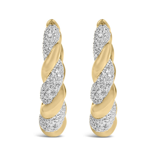 Gold Vermeil 1/10 Cttw Diamond Bold Rope Hoop Earring