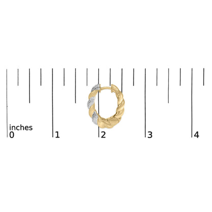 Gold Vermeil 1/10 Cttw Diamond Bold Rope Hoop Earring