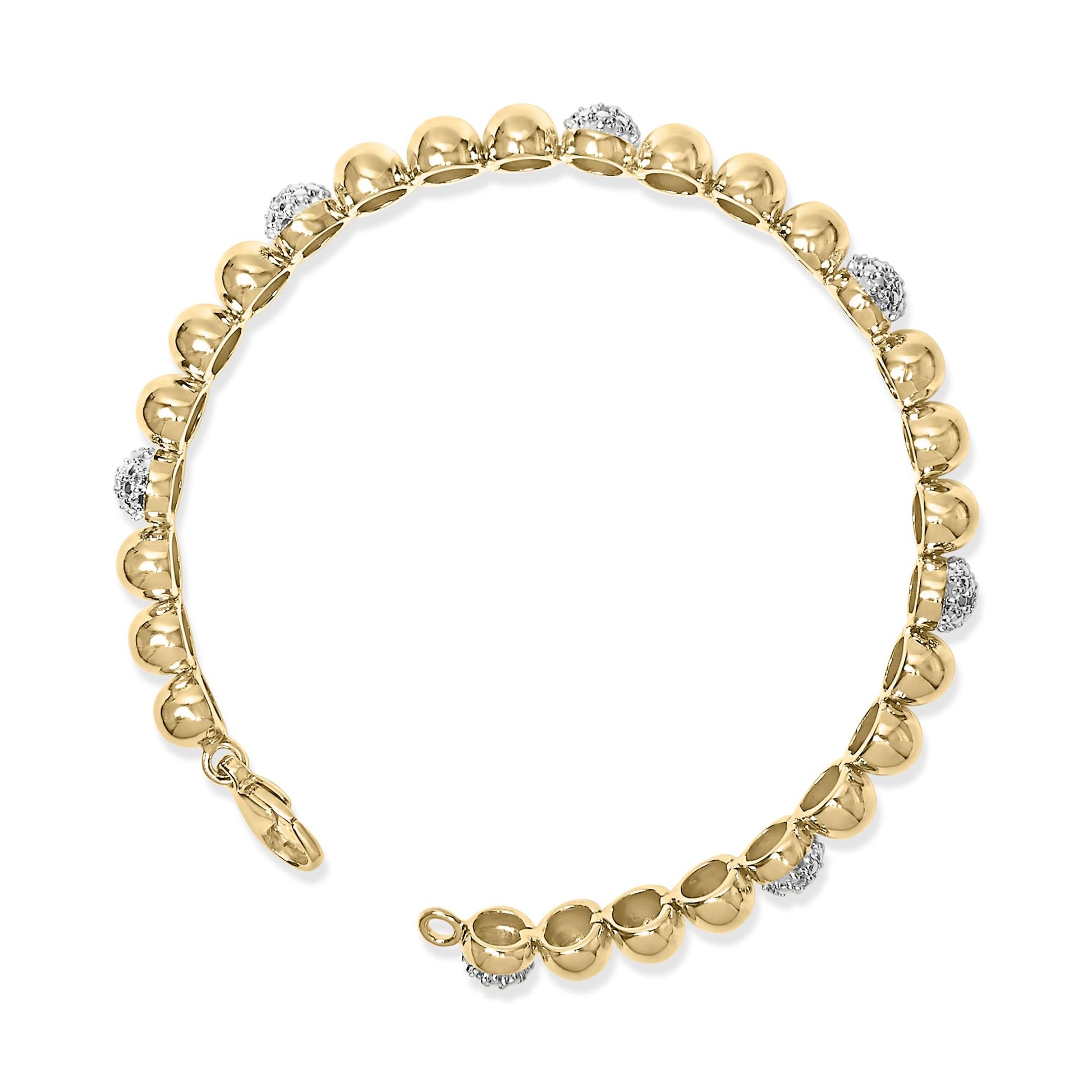 Gold Vermeil 1/5 Cttw Diamond Bold Dome Bead Link Bracelet