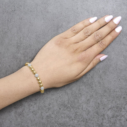Gold Vermeil 1/5 Cttw Diamond Bold Dome Bead Link Bracelet
